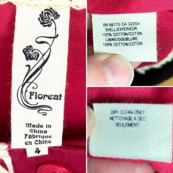 Anthropologie Floreat Sweet As Pie Dot Dress Pink Size 4 Dot Applique Mini‎ Boho - Picture 5 of 7